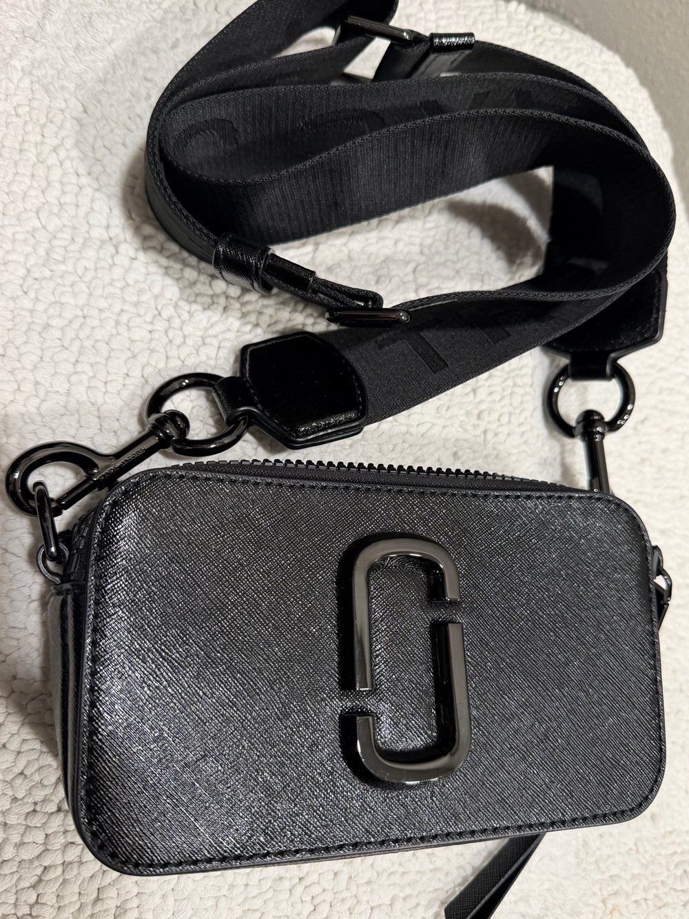 Marc Jacobs Black Leather Double-J Crossbody Camera Bag